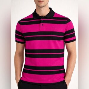 Yves Saint Laurent Striped Pique Polo Shirt